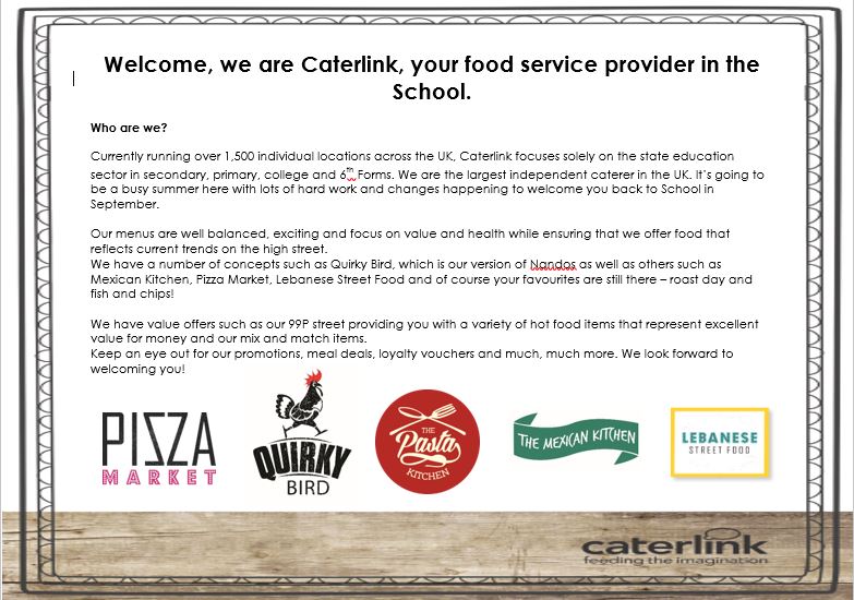 Blaise High School Latest Caterlink Menus